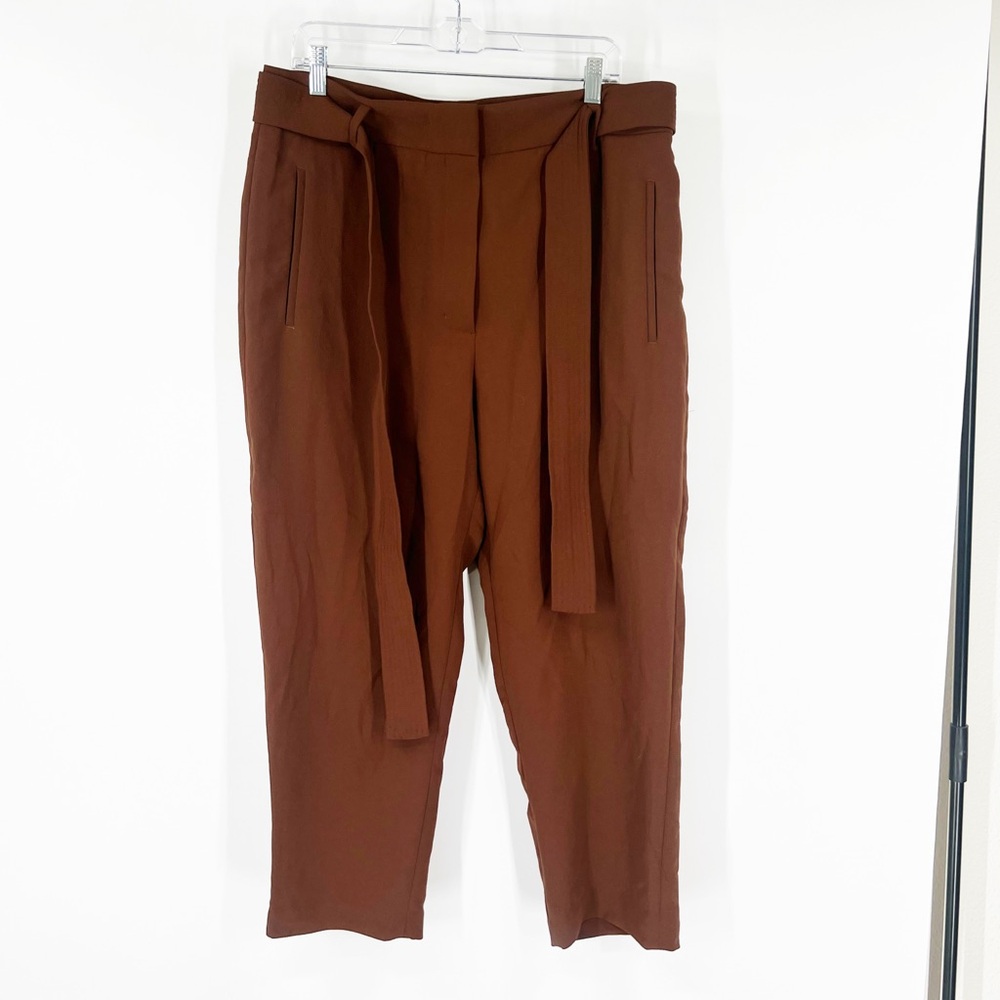 Wilfred Aritzia High Rise Tie-Front Pants in Brown